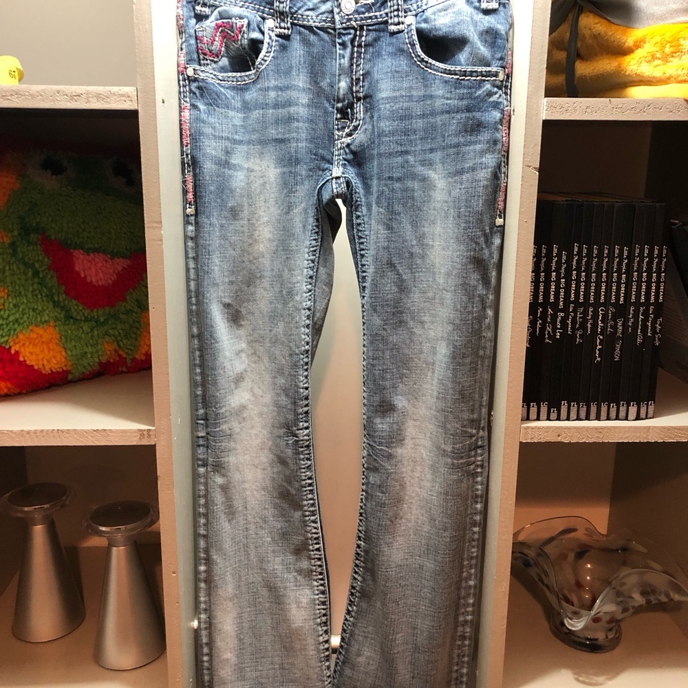 Rock&Roll Midrise Straight Leg Women’s Jeans Hemmed up from original length.
